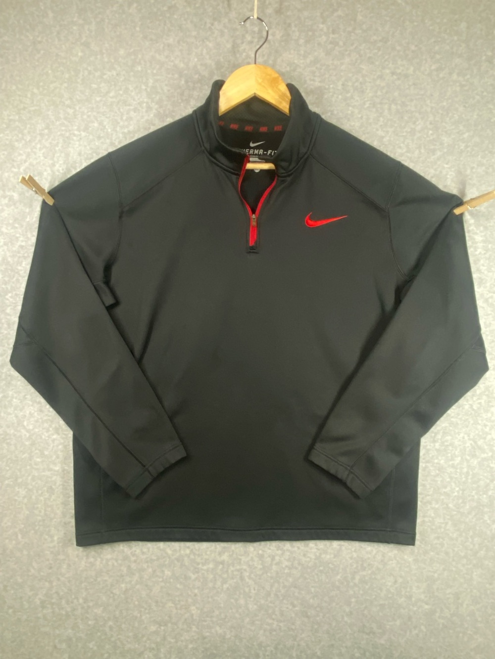 Nike therma fit pullover sweatshirt Mens XL Black 1/4 zip long Slv activewear